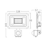 Προβολέας  Led IP54 20W 1620 lm 6500K  με ανίχνευση (γκρι) Braytron – BT60-42031