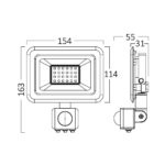 Προβολέας IP54 30w 2550lm 6500k με ανίχνευση (μαύρος) Braytron – BT60-43031