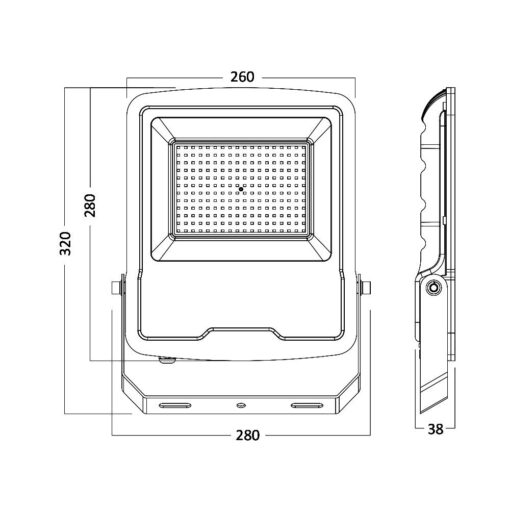 BRY-FLOOD-SL-100W-GRY-4000K-IP65-LED FLOODLIGHT Braytron – BT61-09112