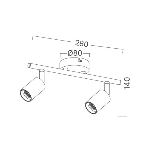 Φωτιστικό οροφής 2 x Ε27 Μαύρο Braytron – BV04-00031