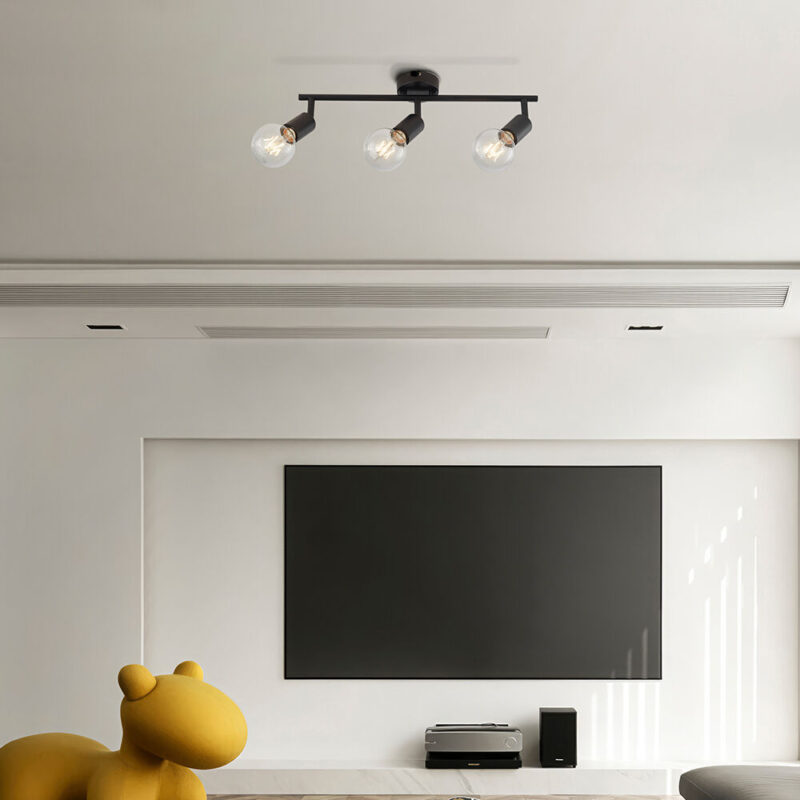 Φωτιστικό οροφής 3 x Ε27 Μαύρο Braytron – BV04-00032