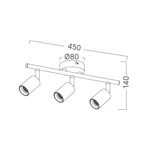 Φωτιστικό οροφής 3 x Ε27 Μαύρο Braytron – BV04-00032