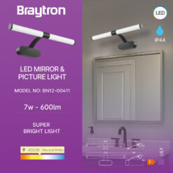 Φωτιστικό καθρέπτου “Lily” IP44 4000k 7w 600lm Μαύρο Braytron – BN12-00411