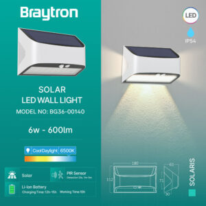 Φωτιστικό led solaris 6w 6500k IP54 λευκό Braytron – BG36-00140