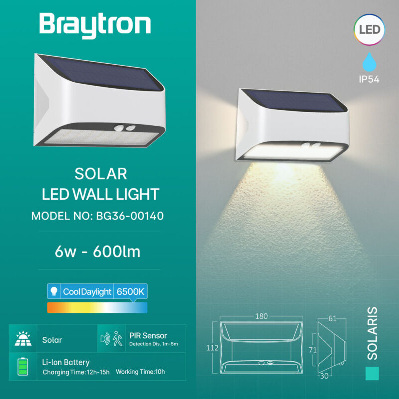Φωτιστικό led solaris 6w 6500k IP54 λευκό Braytron – BG36-00140