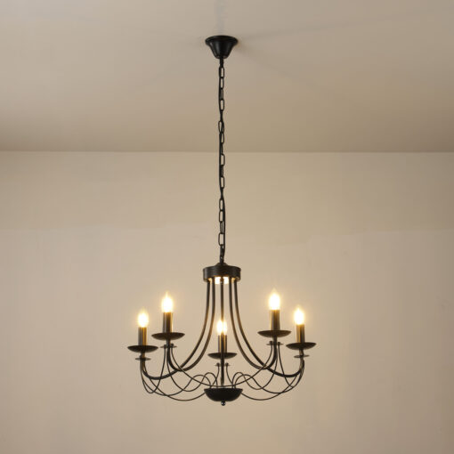 ΦΩΤΙΣΤΙΚΟ ΚΡΕΜΑΣΤΟ ΜΕΤΑΛΛΟ 5ΦΩΤΟ 5XE14 ΜΑΧ 8W 600X940mm ΜΑΥΡΟ ARTE ILLUMINA VAULT EUROLAMP – 144-47013