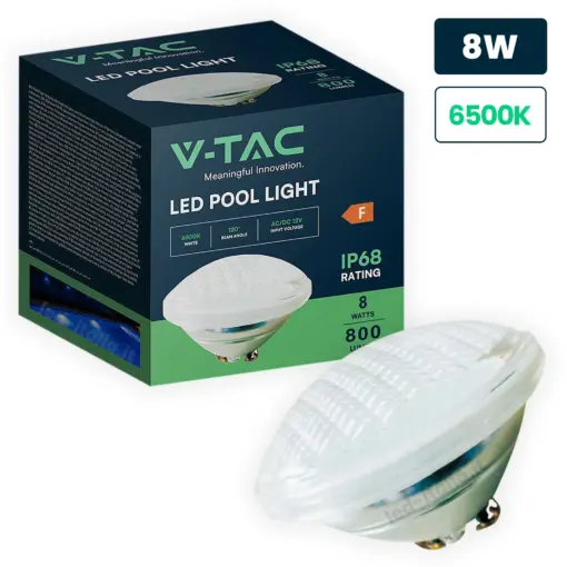 V-TAC 217555 LED Λάμπα Πισίνας PAR56 8W 800lm Ψυχρό Λευκό 6500Κ IP68 12V