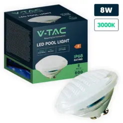 V-TAC 217556 LED Λάμπα Πισίνας PAR56 8W 800lm Θερμό Λευκό 3000Κ IP68 12V