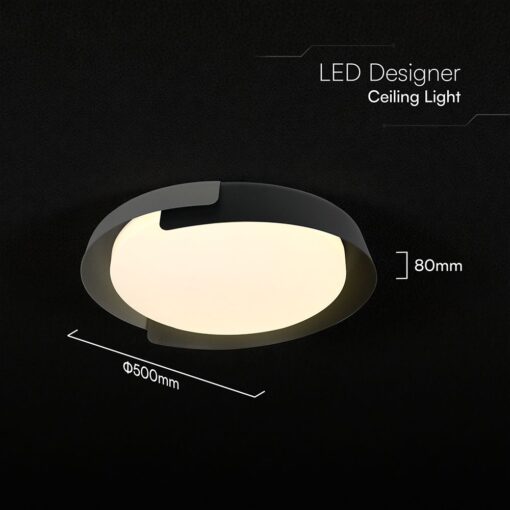V-TAC 24185VT LED Πλαφονίερα Οροφής Στρογγυλή Φ500 48W 5760lm Dimmable CCT με Τηλεχειριστήριο σε Μαύρο + Γκρι