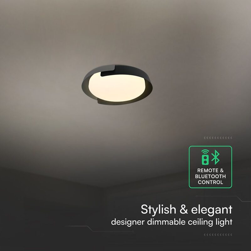 V-TAC 24185VT LED Πλαφονίερα Οροφής Στρογγυλή Φ500 48W 5760lm Dimmable CCT με Τηλεχειριστήριο σε Μαύρο + Γκρι