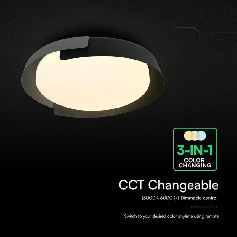 V-TAC 24185VT LED Πλαφονίερα Οροφής Στρογγυλή Φ500 48W 5760lm Dimmable CCT με Τηλεχειριστήριο σε Μαύρο + Γκρι