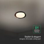 V-TAC 24186VT LED Πλαφονίερα Οροφής Μαύρη+Καφέ Στρογγυλή Φ500 48W 5760lm Dimmable CCT με Τηλεχειριστήριο