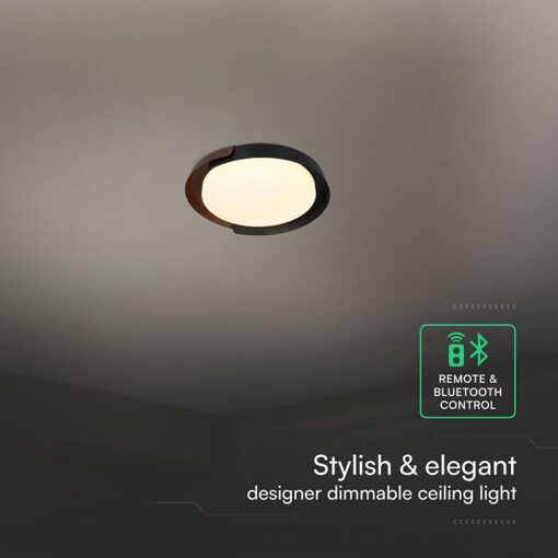 V-TAC 24186VT LED Πλαφονίερα Οροφής Μαύρη+Καφέ Στρογγυλή Φ500 48W 5760lm Dimmable CCT με Τηλεχειριστήριο