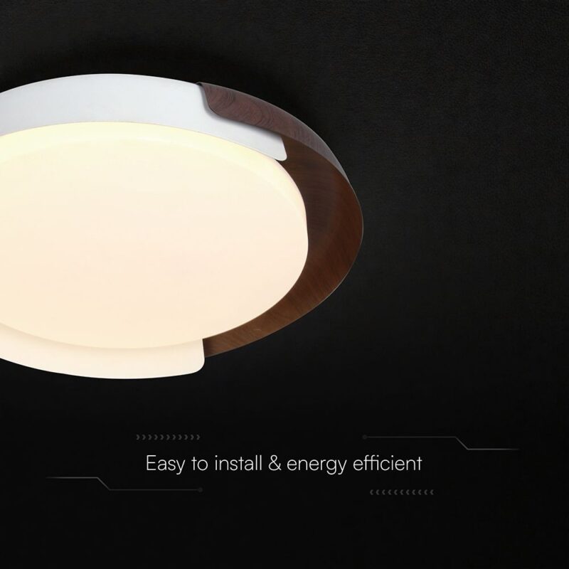V-TAC 24187VT LED Πλαφονίερα Οροφής Λευκό+Καφέ Στρογγυλή Φ500 48W 5760lm Dimmable CCT με Τηλεχειριστήριο