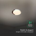 V-TAC 24187VT LED Πλαφονίερα Οροφής Λευκό+Καφέ Στρογγυλή Φ500 48W 5760lm Dimmable CCT με Τηλεχειριστήριο