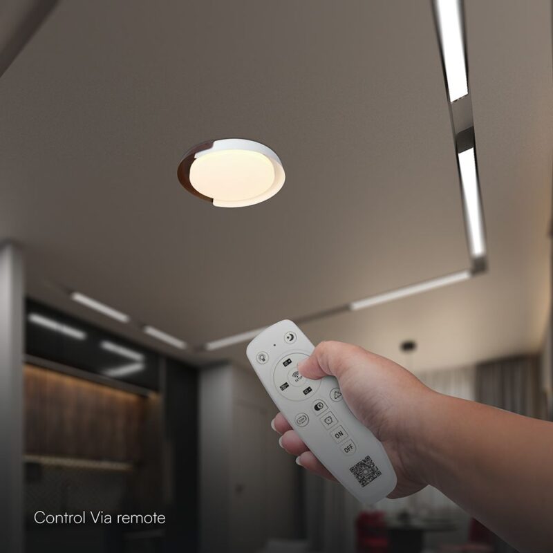 V-TAC 24187VT LED Πλαφονίερα Οροφής Λευκό+Καφέ Στρογγυλή Φ500 48W 5760lm Dimmable CCT με Τηλεχειριστήριο