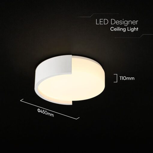 V-TAC 24189VT LED Πλαφονίερα Οροφής Λευκή Στρογγυλή Φ450 48W 5760lm Dimmable CCT με Τηλεχειριστήριο