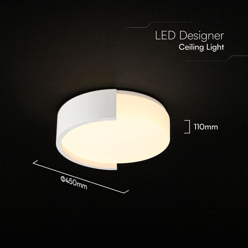 V-TAC 24189VT LED Πλαφονίερα Οροφής Λευκή Στρογγυλή Φ450 48W 5760lm Dimmable CCT με Τηλεχειριστήριο