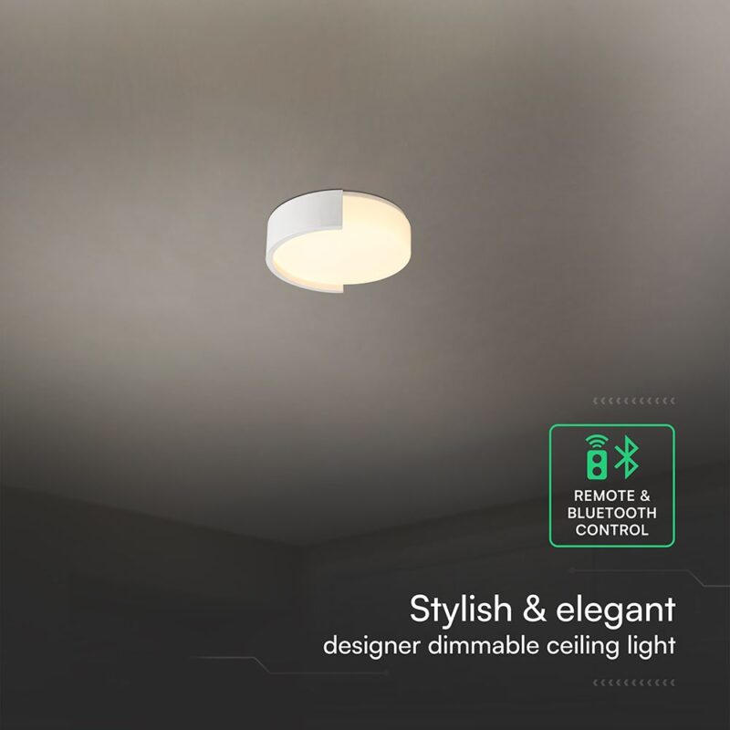V-TAC 24189VT LED Πλαφονίερα Οροφής Λευκή Στρογγυλή Φ450 48W 5760lm Dimmable CCT με Τηλεχειριστήριο