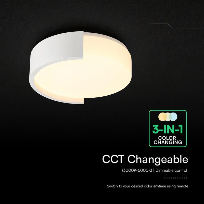V-TAC 24189VT LED Πλαφονίερα Οροφής Λευκή Στρογγυλή Φ450 48W 5760lm Dimmable CCT με Τηλεχειριστήριο