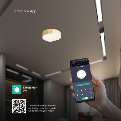 V-TAC 24190 48W LED Decorative Ceiling Lamp (D450*H120mm) 3in1 Remote Control Dimmable Gold