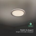 V-TAC 24194VT LED Πλαφονίερα Οροφής Καφέ Στρογγυλή Φ500 30W/60W 6000lm Dimmable CCT με Τηλεχειριστήριο