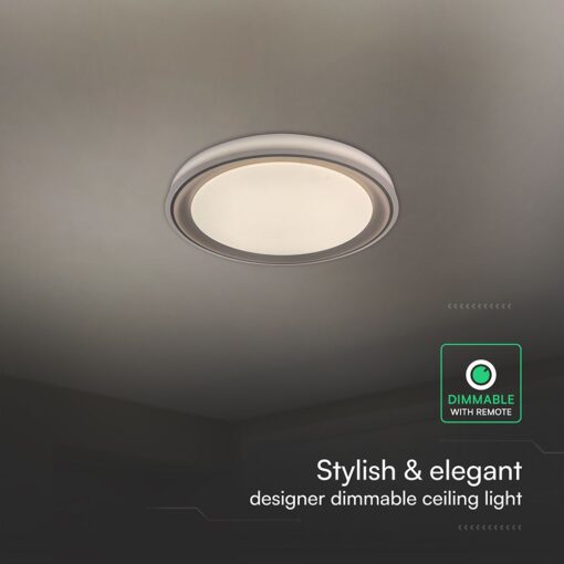 V-TAC 24194VT LED Πλαφονίερα Οροφής Καφέ Στρογγυλή Φ500 30W/60W 6000lm Dimmable CCT με Τηλεχειριστήριο