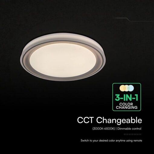 V-TAC 24194VT LED Πλαφονίερα Οροφής Καφέ Στρογγυλή Φ500 30W/60W 6000lm Dimmable CCT με Τηλεχειριστήριο