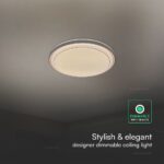 V-TAC 24196VT LED Πλαφονίερα Οροφής Στρογγυλή Φ490 30W/60W 6000lm Dimmable CCT με Τηλεχειριστήριο Καφέ