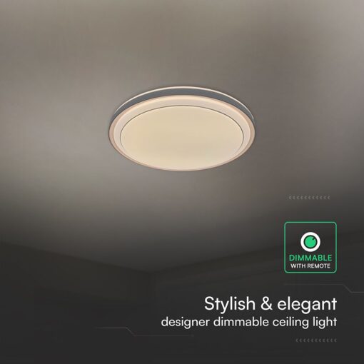 V-TAC 24196VT LED Πλαφονίερα Οροφής Στρογγυλή Φ490 30W/60W 6000lm Dimmable CCT με Τηλεχειριστήριο Καφέ