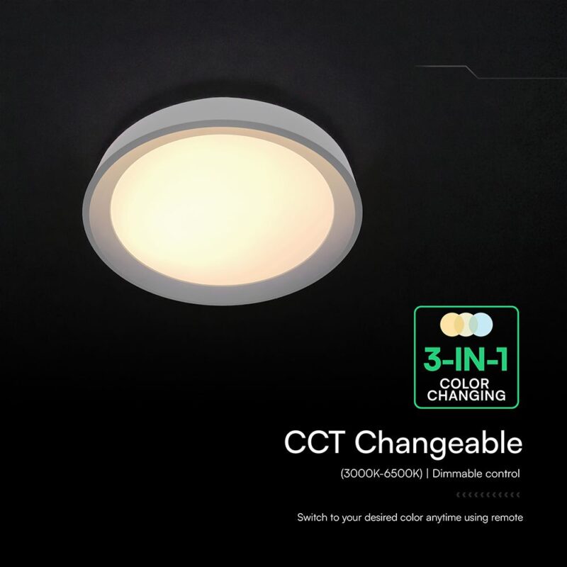 V-TAC 24197 LED Designer Domelight 30W/60W/30W Remote Contron 3in1 Dimmable Black Cover