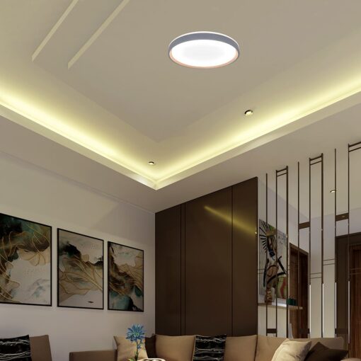 V-TAC 24200 LED Πλαφονίερα Οροφής Στρογγυλή Φ400 20W/40W 4000lm Dimmable CCT με Τηλεχειριστήριο Γκρι Απόχρωση Ξύλου