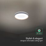 V-TAC 24200 LED Πλαφονίερα Οροφής Στρογγυλή Φ400 20W/40W 4000lm Dimmable CCT με Τηλεχειριστήριο Γκρι Απόχρωση Ξύλου