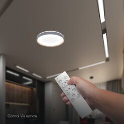 V-TAC 24200 LED Πλαφονίερα Οροφής Στρογγυλή Φ400 20W/40W 4000lm Dimmable CCT με Τηλεχειριστήριο Γκρι Απόχρωση Ξύλου