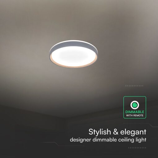 V-TAC 24201 LED Πλαφονίερα Οροφής Στρογγυλή Φ500 30W/60W 6000lm Dimmable CCT με Τηλεχειριστήριο Γκρι Απόχρωση Ξύλου