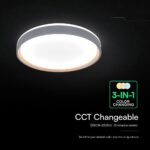 V-TAC 24201 LED Πλαφονίερα Οροφής Στρογγυλή Φ500 30W/60W 6000lm Dimmable CCT με Τηλεχειριστήριο Γκρι Απόχρωση Ξύλου
