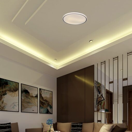 V-TAC 24202 LED Πλαφονίερα Οροφής Στρογγυλή Φ500 30W/60W 6000lm Dimmable CCT με Τηλεχειριστήριο Λευκή με Μαύρο Στεφάνι