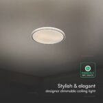 V-TAC 24202 LED Πλαφονίερα Οροφής Στρογγυλή Φ500 30W/60W 6000lm Dimmable CCT με Τηλεχειριστήριο Λευκή με Μαύρο Στεφάνι