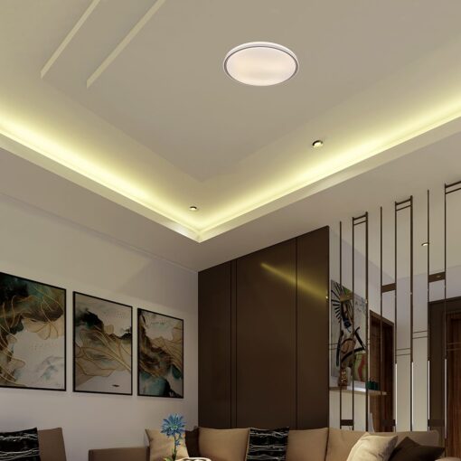 V-TAC 24203 LED Πλαφονίερα Οροφής Στρογγυλή Φ500 30W/60W 6000lm Dimmable CCT με Τηλεχειριστήριο Λευκή με Καφέ Στεφάνι
