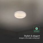 V-TAC 24203 LED Πλαφονίερα Οροφής Στρογγυλή Φ500 30W/60W 6000lm Dimmable CCT με Τηλεχειριστήριο Λευκή με Καφέ Στεφάνι