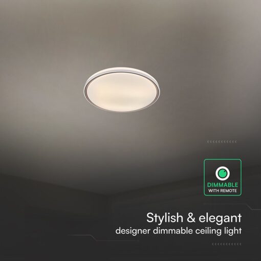 V-TAC 24203 LED Πλαφονίερα Οροφής Στρογγυλή Φ500 30W/60W 6000lm Dimmable CCT με Τηλεχειριστήριο Λευκή με Καφέ Στεφάνι