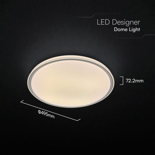 V-TAC 24204 LED Πλαφονίερα Οροφής Στρογγυλή Φ500 30W/60W 6000lm Dimmable CCT με Τηλεχειριστήριο Γκρι