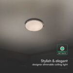V-TAC 24205 LED Πλαφονίερα Οροφής Στρογγυλή Φ500 30W/60W 6000lm Dimmable CCT με Τηλεχειριστήριο σε Απόχρωση Σκούρου Ξύλου