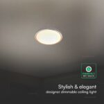 V-TAC 24206 LED Πλαφονίερα Οροφής Στρογγυλή Φ500 30W/60W 6000lm Dimmable CCT με Τηλεχειριστήριο σε Απόχρωση Ξύλου