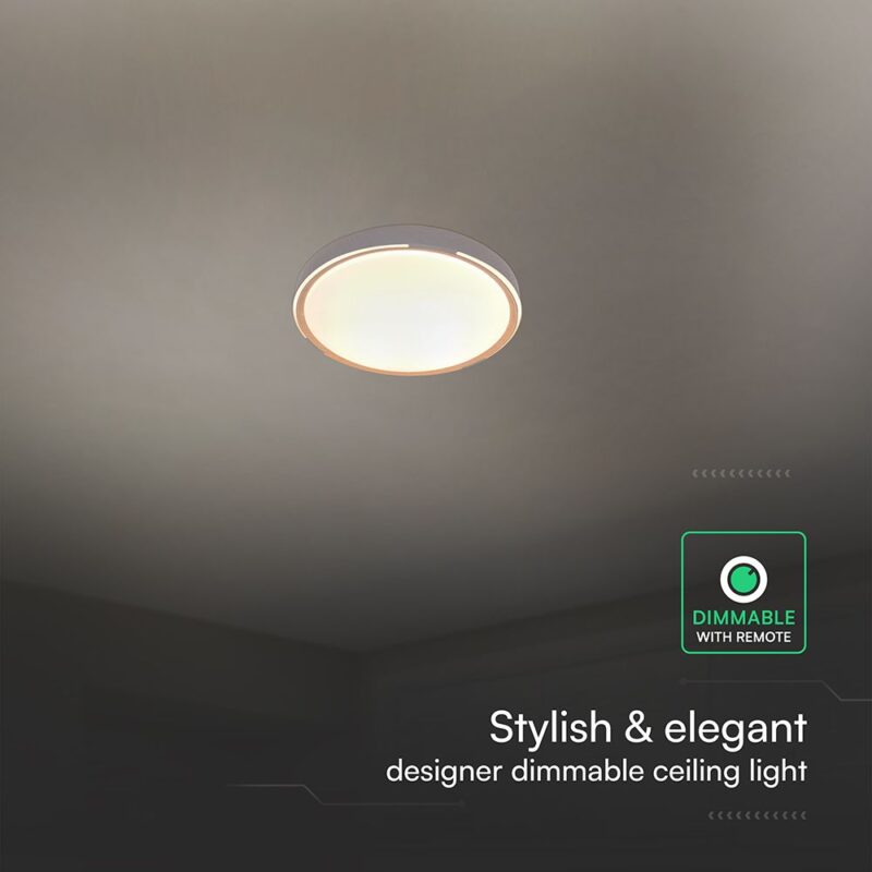 V-TAC 24206 LED Πλαφονίερα Οροφής Στρογγυλή Φ500 30W/60W 6000lm Dimmable CCT με Τηλεχειριστήριο σε Απόχρωση Ξύλου