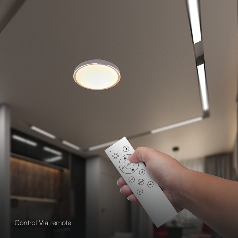 V-TAC 24206 LED Πλαφονίερα Οροφής Στρογγυλή Φ500 30W/60W 6000lm Dimmable CCT με Τηλεχειριστήριο σε Απόχρωση Ξύλου