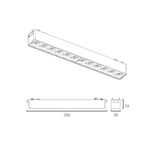 Sun Light ΦΩΤΙΣΤΙΚΑ-ΓΡΑΜΜΙΚΑ-ΜΑΓΝΗΤΙΚΗΣ ΡΑΓΑΣ-48V-ΜΑΥΡΟ ΧΡΩΜΑ-ARION-12G-W