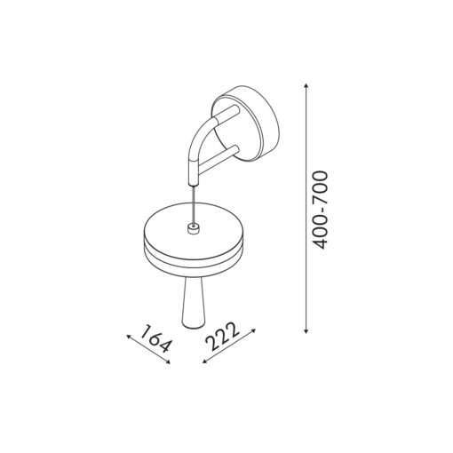 ASIAN-ΦΩΤΙΣΤΙΚΟ ΕΠΙΤΟΙΧΟ ΧΡΥΣΟ ΑΛΟΥΜΙΝΙΟΥ LED SMD 11W CCT 715LM IP20 164X222X400-700MM ACA – CNW11WGCCT