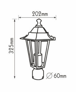 ΚΕΦΑΛΗ ΓΙΑ ΚΟΛΩΝΑΚΙ Φ60 ΦΑΝΑΡΑΚΙ ΜΑΥΡΟ  RAL C0026 ACA – HI6024BMS