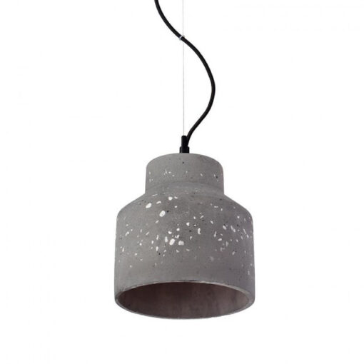 Κρεμαστο Φωτιστικό Καμπάνα 1ΧΕ27 Μαύρο Τσιμέντο με Χαλίκι ACA DECOR V35159BW